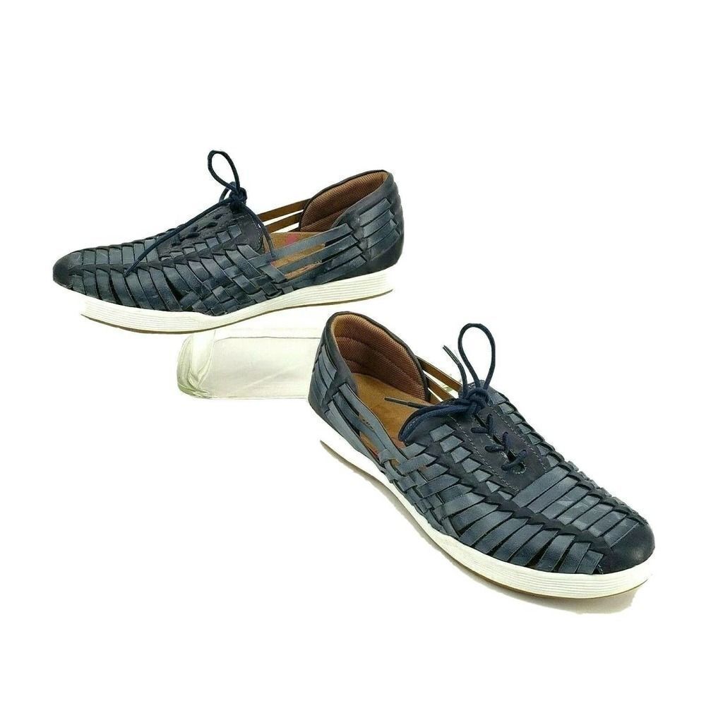 Comfortiva Blue Woven Leather Haurache Boat Shoes Sneakers‎ Layla Womens size 10